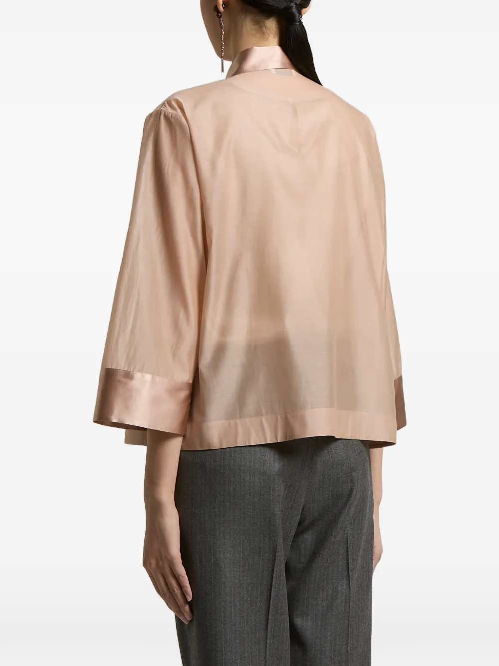 Peserico Organza blouse met satijnen afwerking Roze