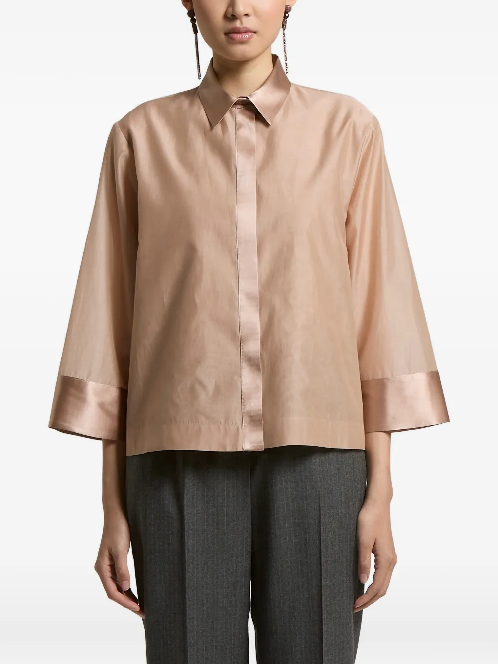 Peserico organza satin-trim shirt - Rosa