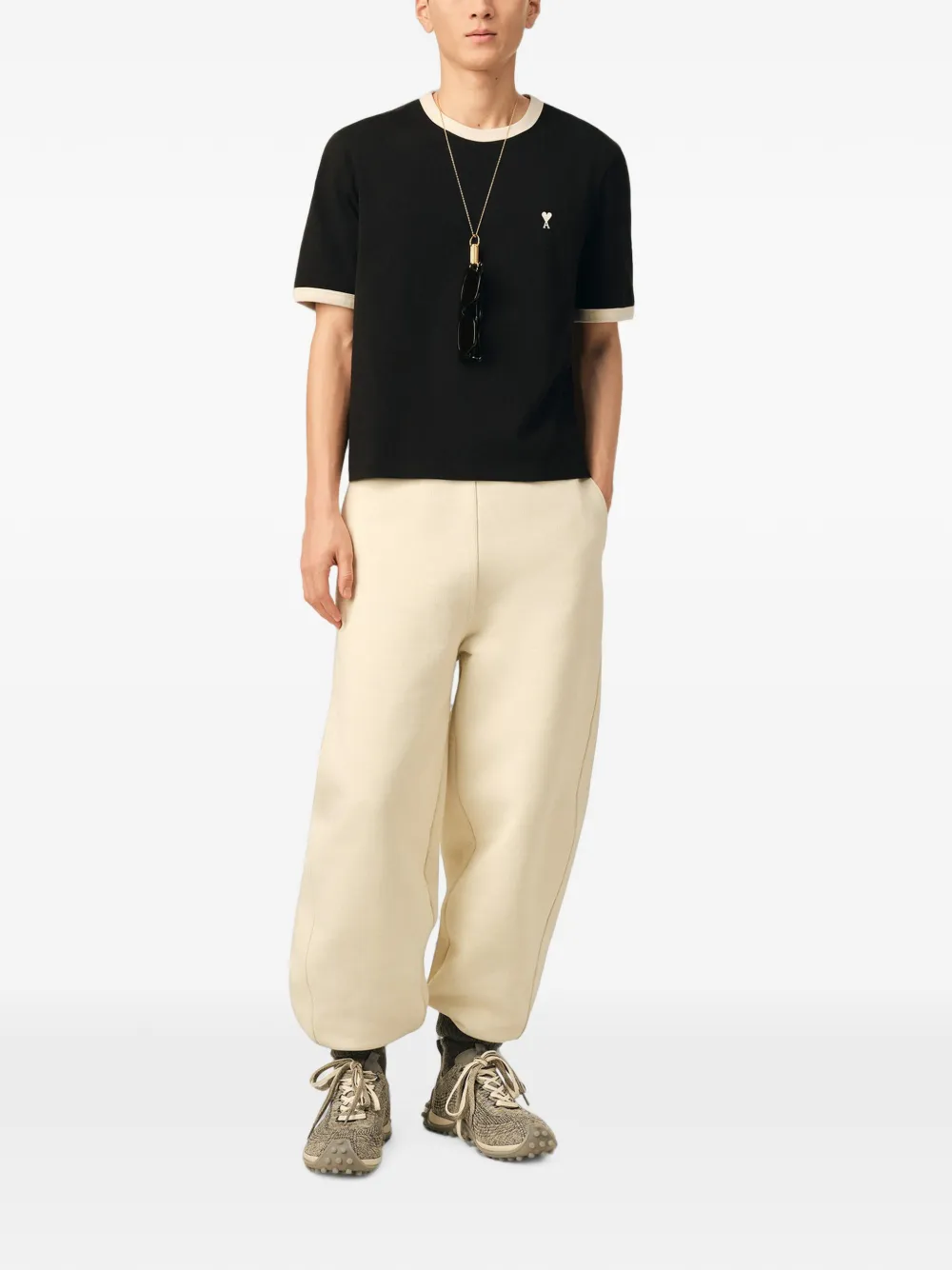 AMI Paris Katoenen T-shirt met Ami de Coeur Zwart