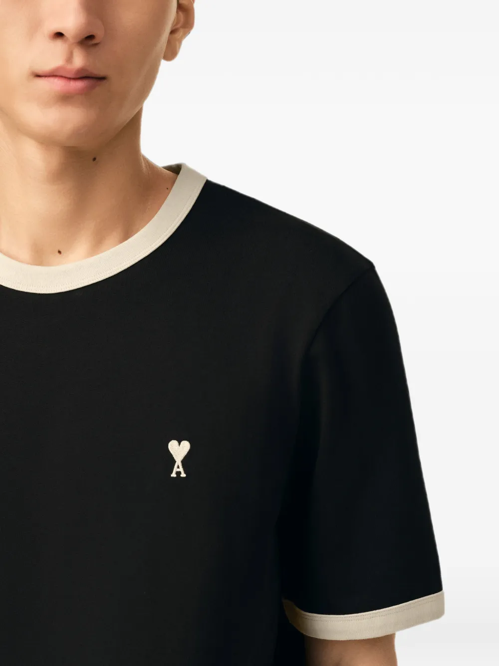 AMI Paris Katoenen T-shirt met Ami de Coeur Zwart