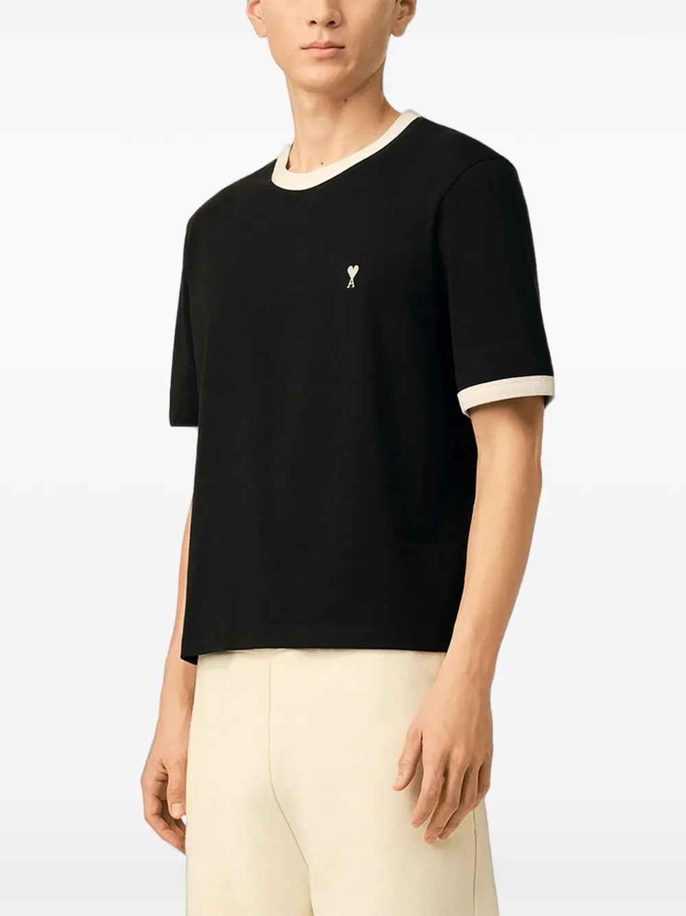AMI Paris Katoenen T-shirt met Ami de Coeur Zwart