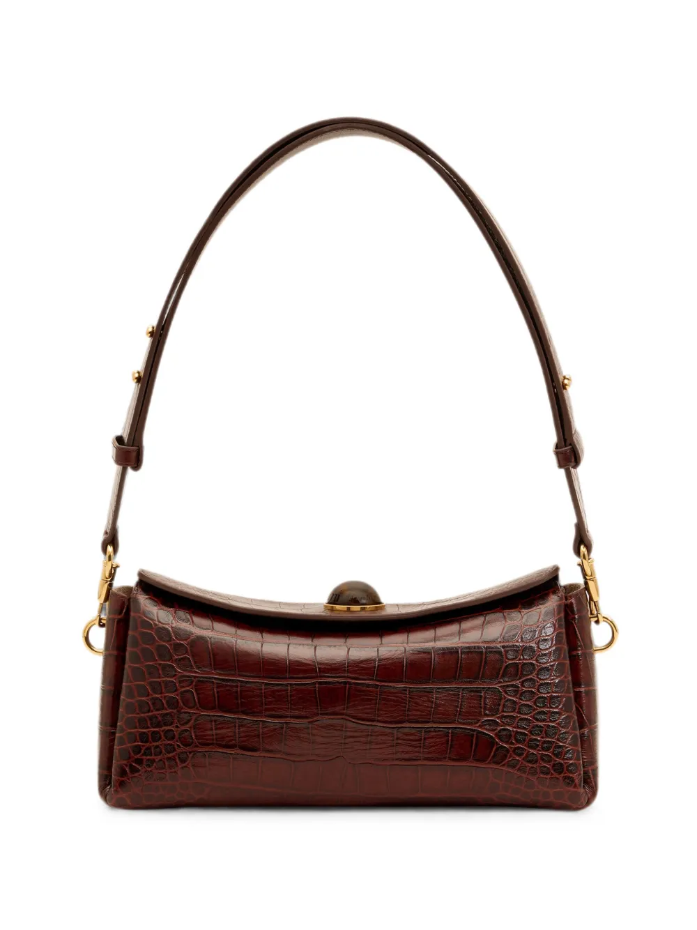 AMI Paris Borsa Carrousel in pelle bovina effetto coccodrillo - Marrone