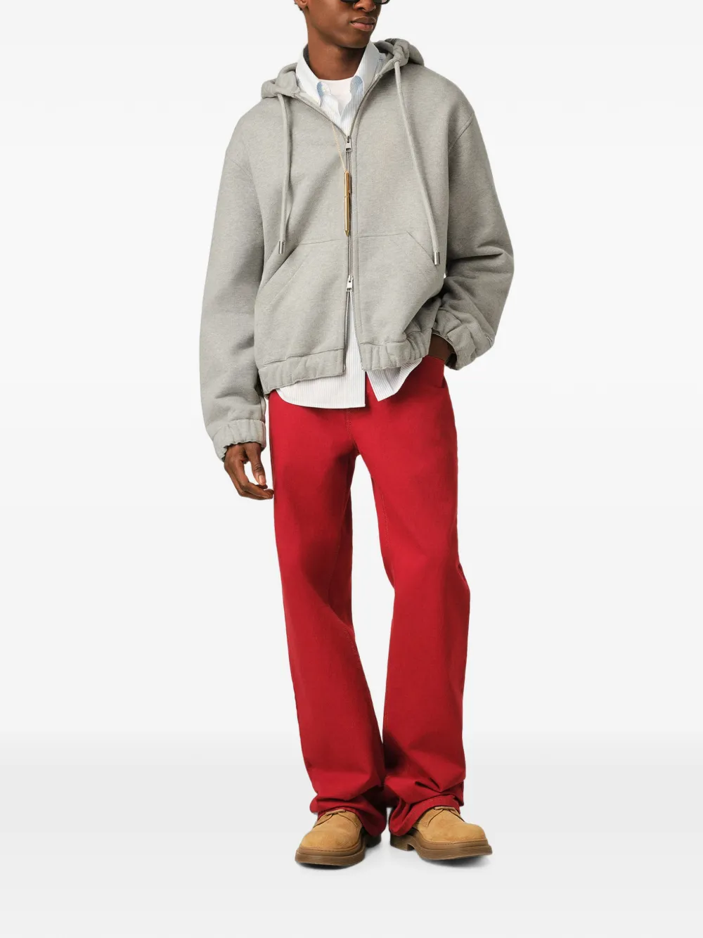 AMI Paris katoenen hoodie met ritssluiting en heritage label Grijs