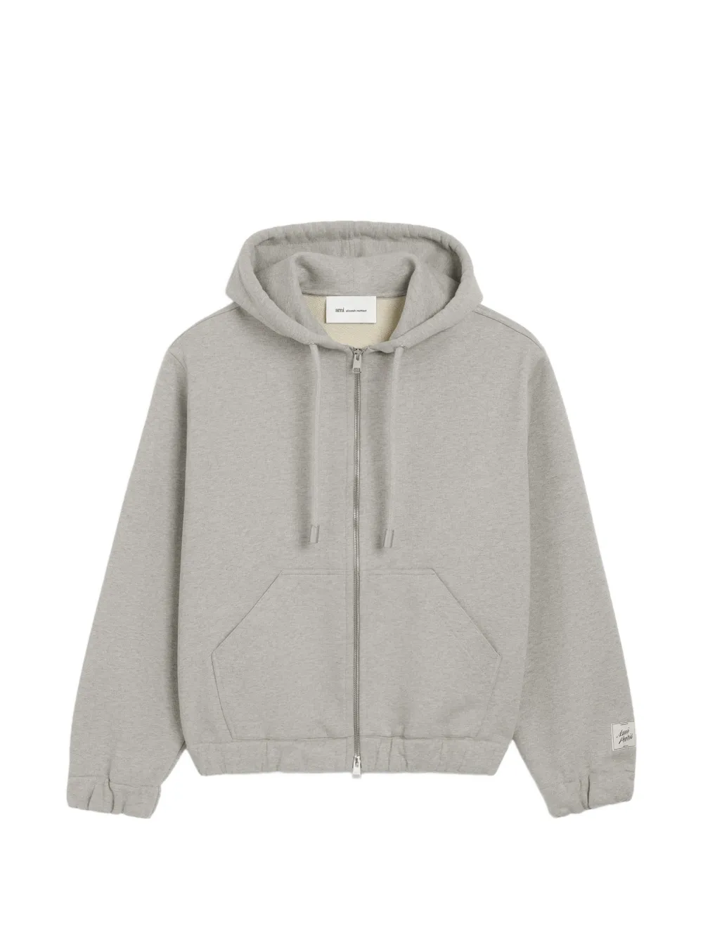 AMI Paris Felpa in cotone con etichetta Ami Paris e zip - Grigio