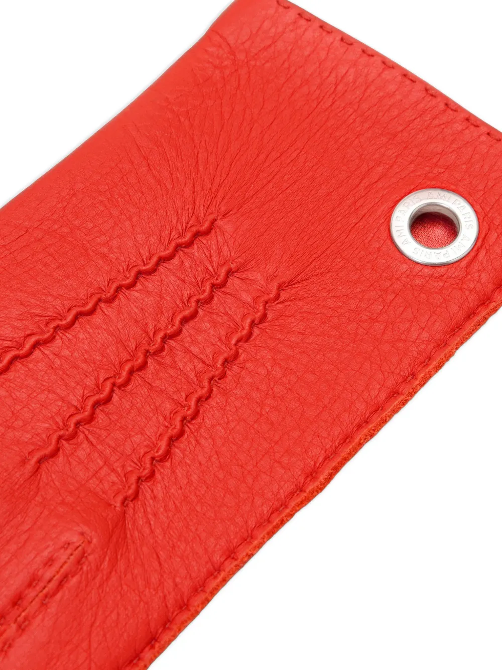 AMI Paris Leren handschoenen met textuur Rood