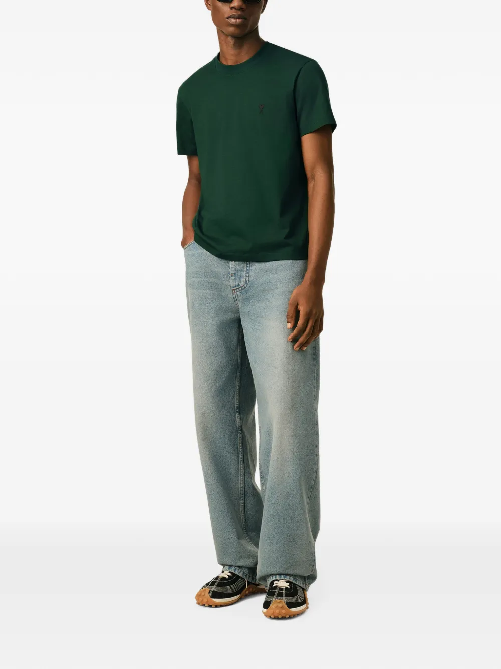 AMI Paris T-shirt met logo Groen