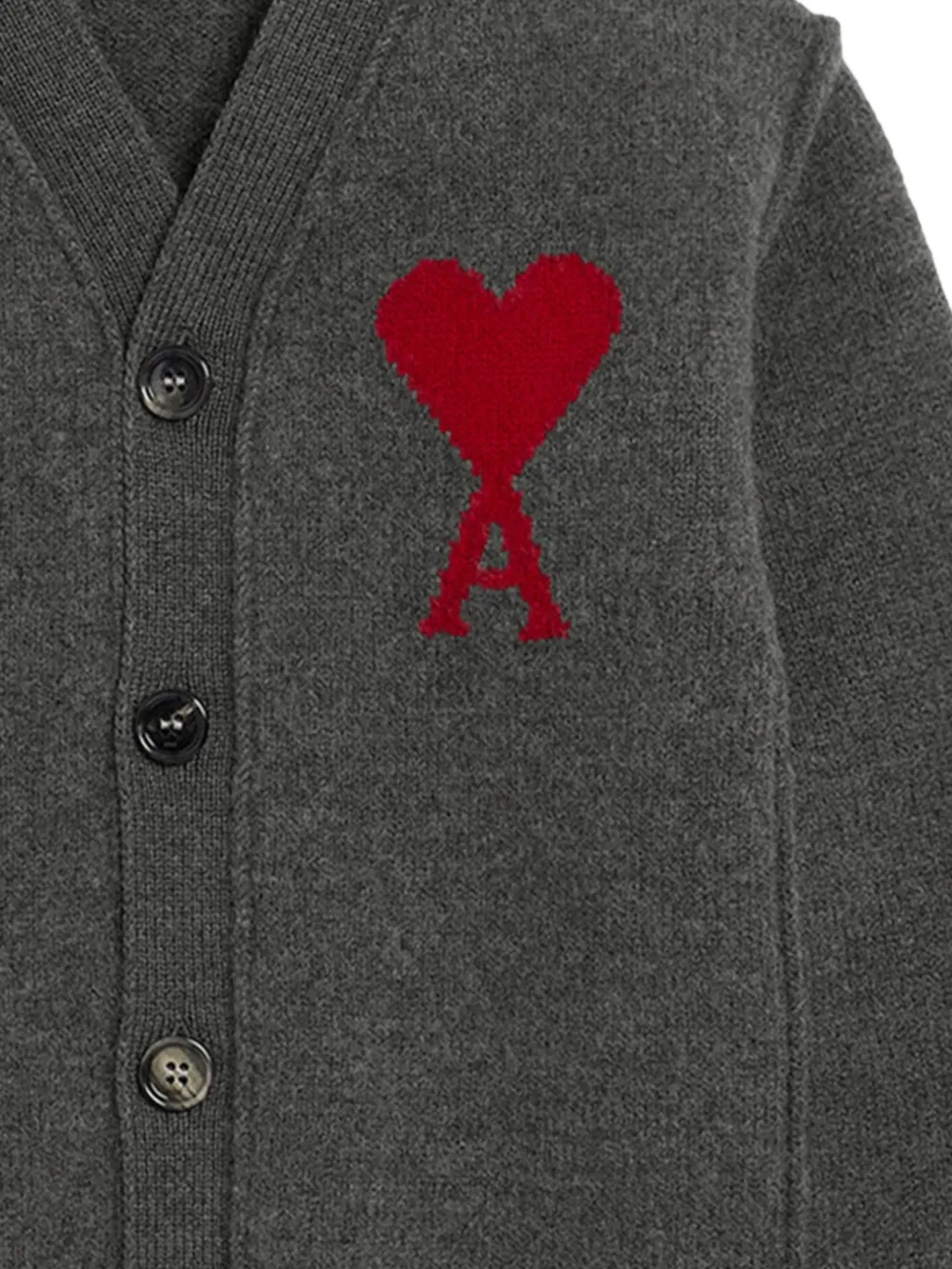 AMI Paris Wollen vest met Ami de Coeur Grijs