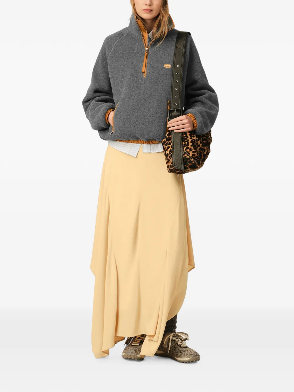 AMI Paris fleece vareuse sweatshirt met Ami patch Grijs