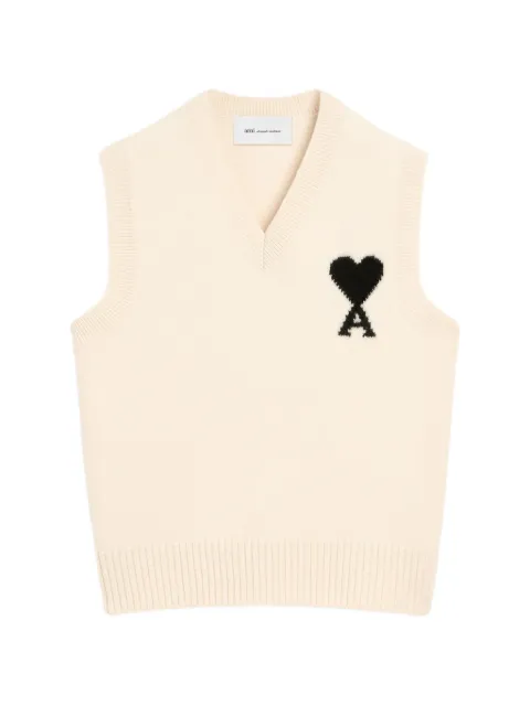 AMI Paris sleeveless wool sweater with Ami de Coeur