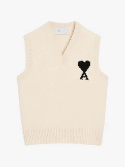 AMI Paris sleeveless wool sweater with Ami de Coeur