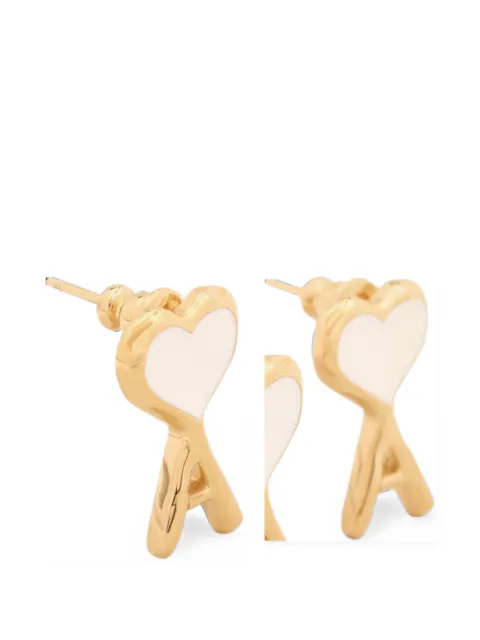 AMI Paris brass earrings with hammered Ami de Coeur