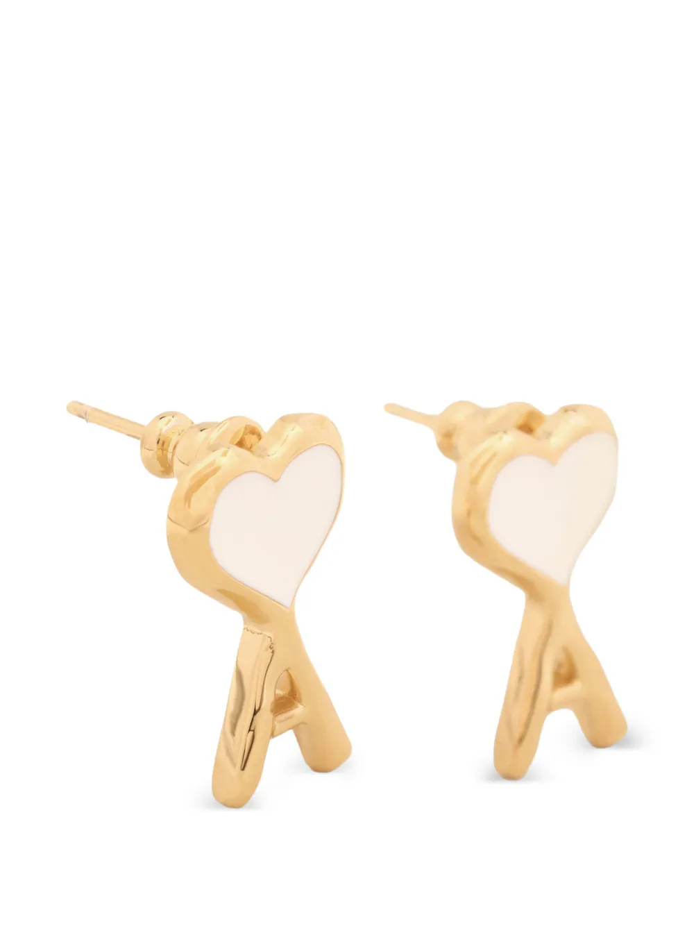AMI Paris brass earrings with hammered Ami de Coeur - Oro