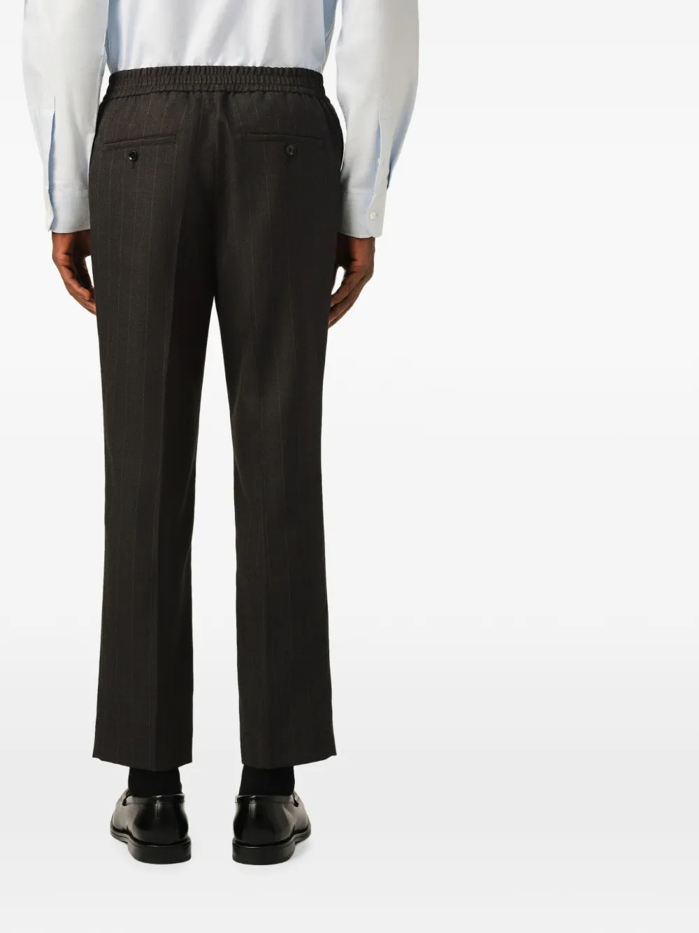 AMI Paris Gestreepte wollen broek met elastische tailleband Grijs