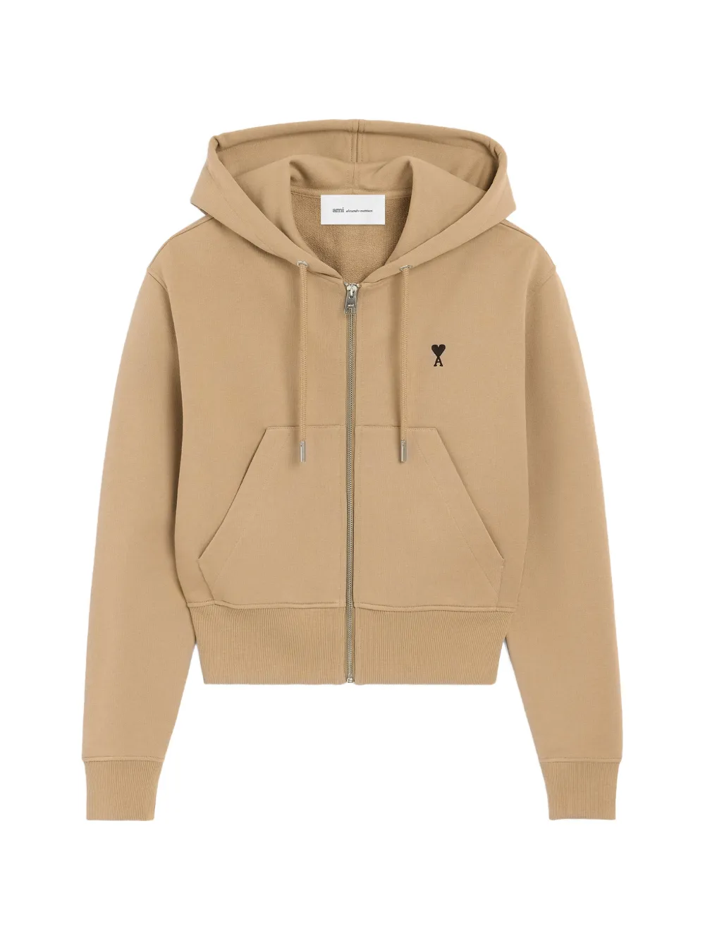 AMI Paris Felpa Ami de Coeur in cotone con cappuccio e zip - Toni neutri
