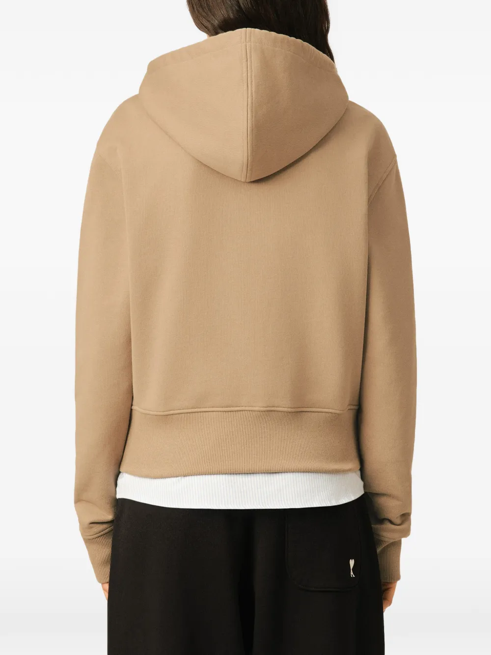AMI Paris Katoenen hoodie met rits en Ami de Coeur Beige