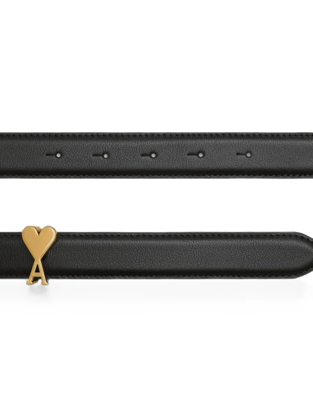 AMI Paris Leren riem met Ami de Coeur gesp Zwart