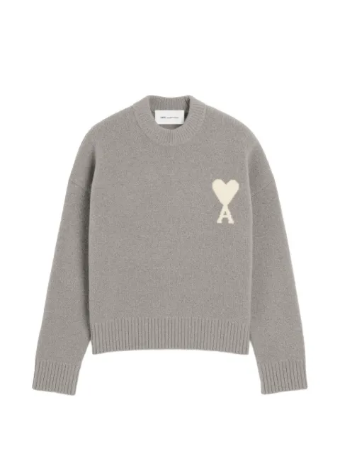 AMI Paris crewneck alpaca sweater with Ami de Coeur