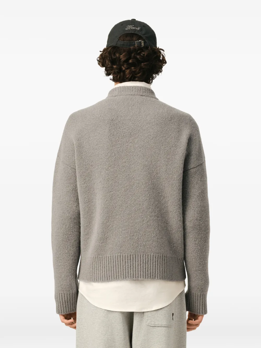 AMI Paris Alpaca trui met ronde hals en Ami de Coeur Grijs