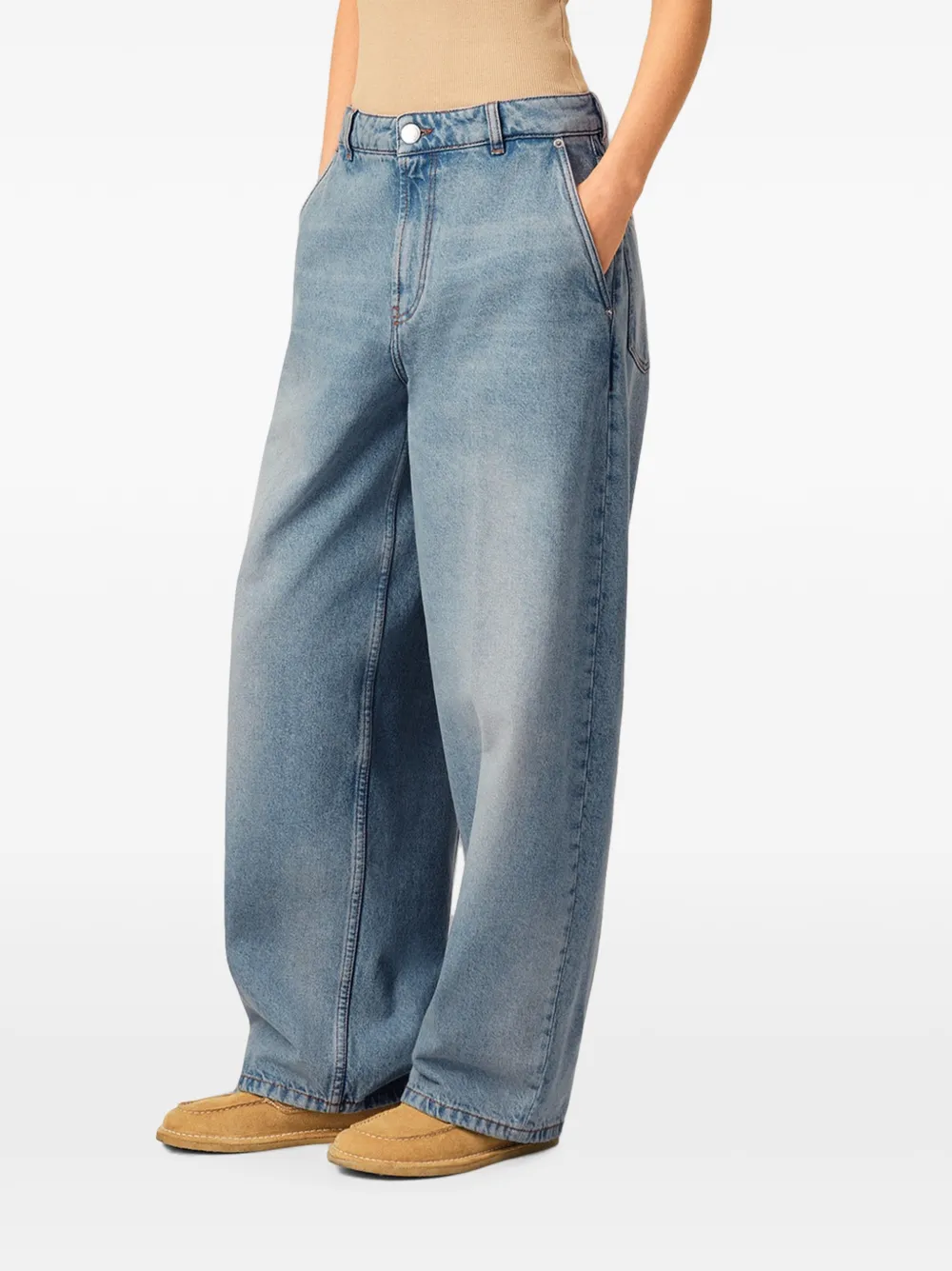 AMI Paris Blauwe katoenen jeans met ballonpasvorm