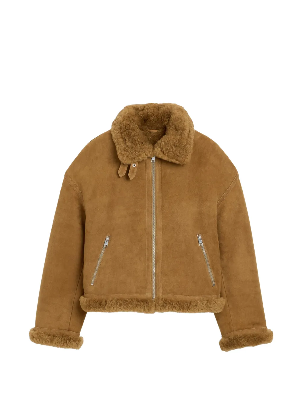 AMI Paris Sheep shearling aviator jacket - Brown