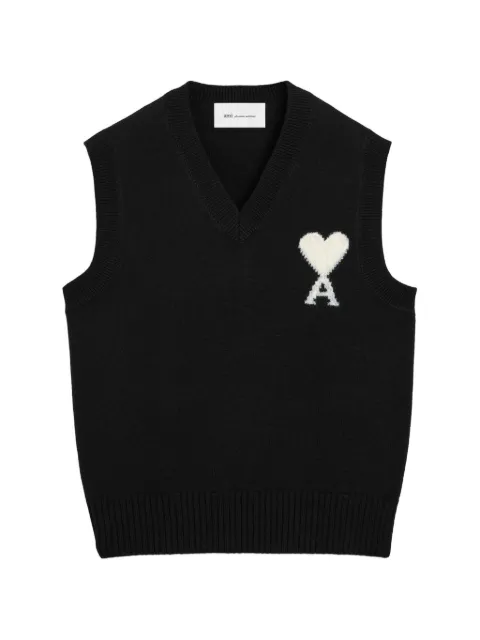 AMI Paris sleeveless wool sweater with Ami de Coeur