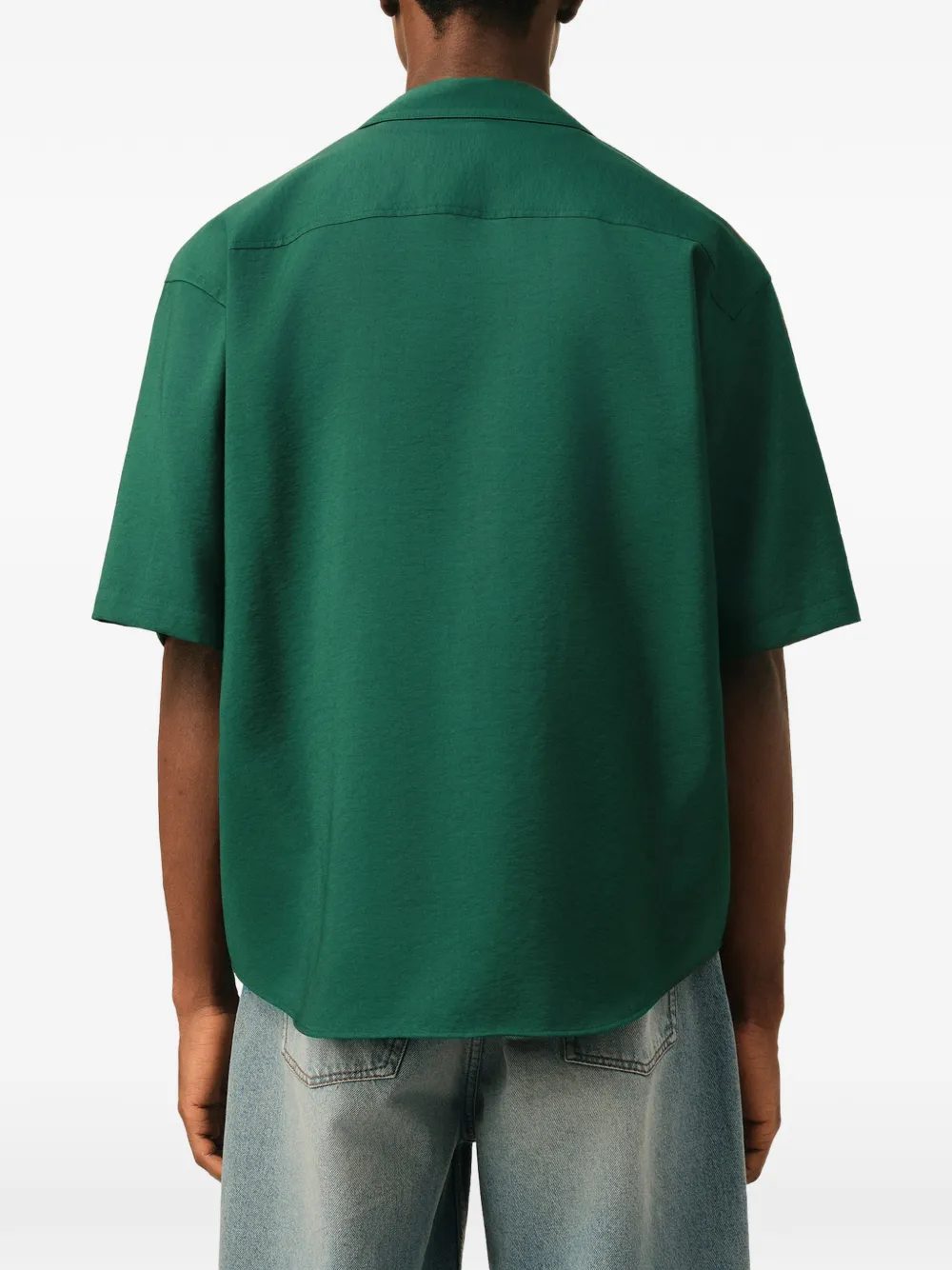 AMI Paris Boxy viscose twill overhemd met korte mouwen Groen