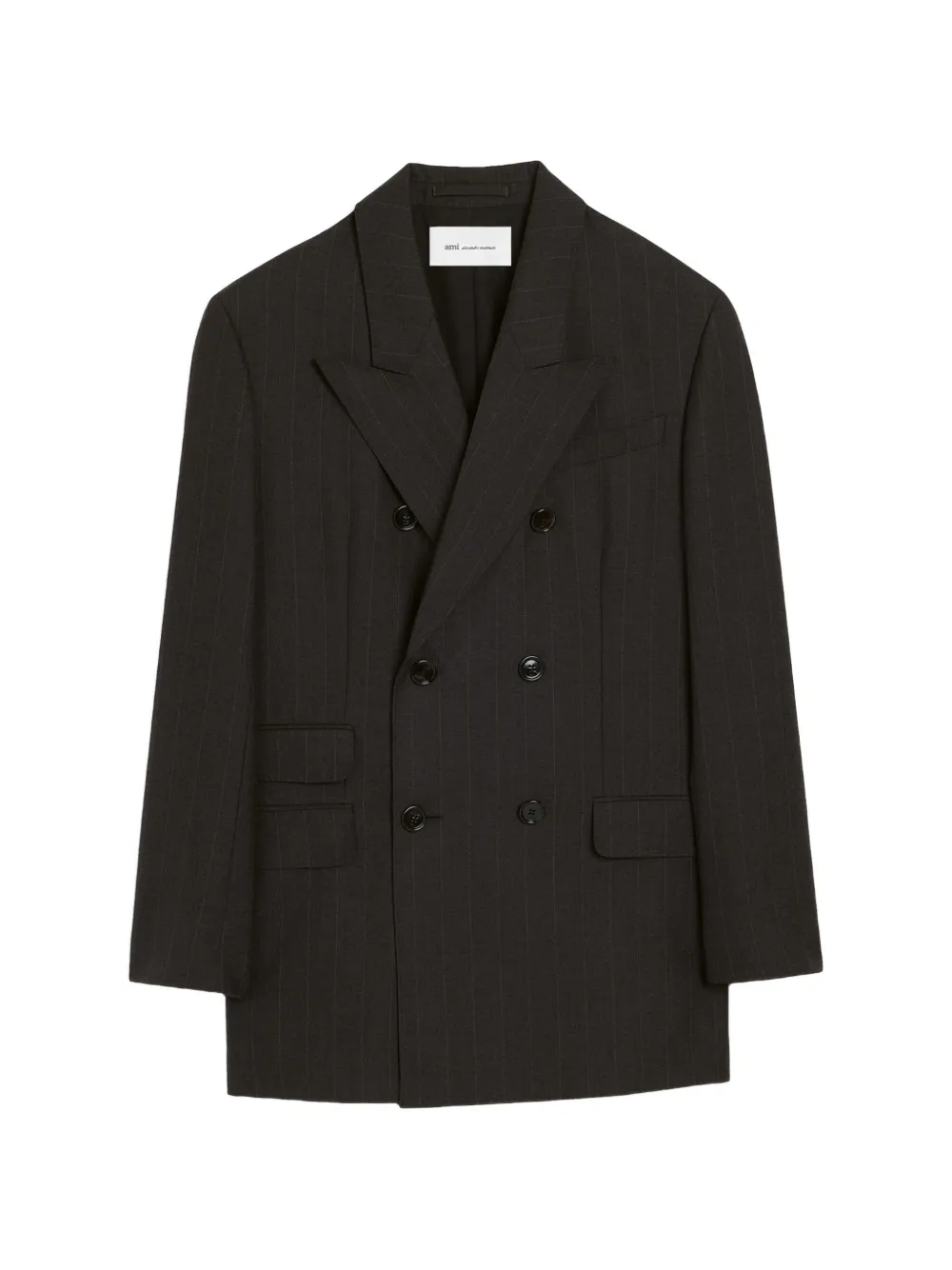 AMI Paris Blazer doppiopetto in lana a righe - Grigio