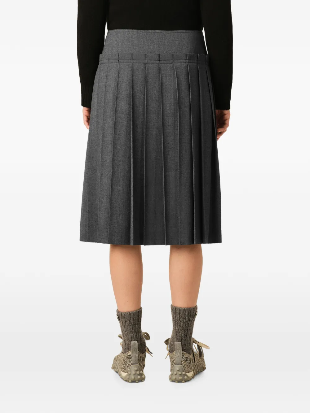 AMI Paris Wollen midi-rok met plooien Grijs