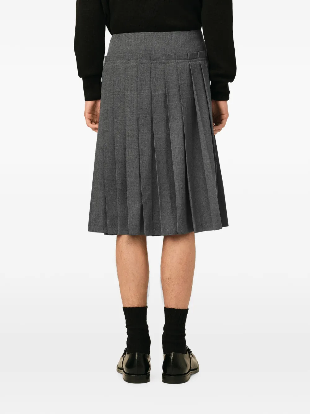 AMI Paris Wollen midi-rok met plooien Grijs