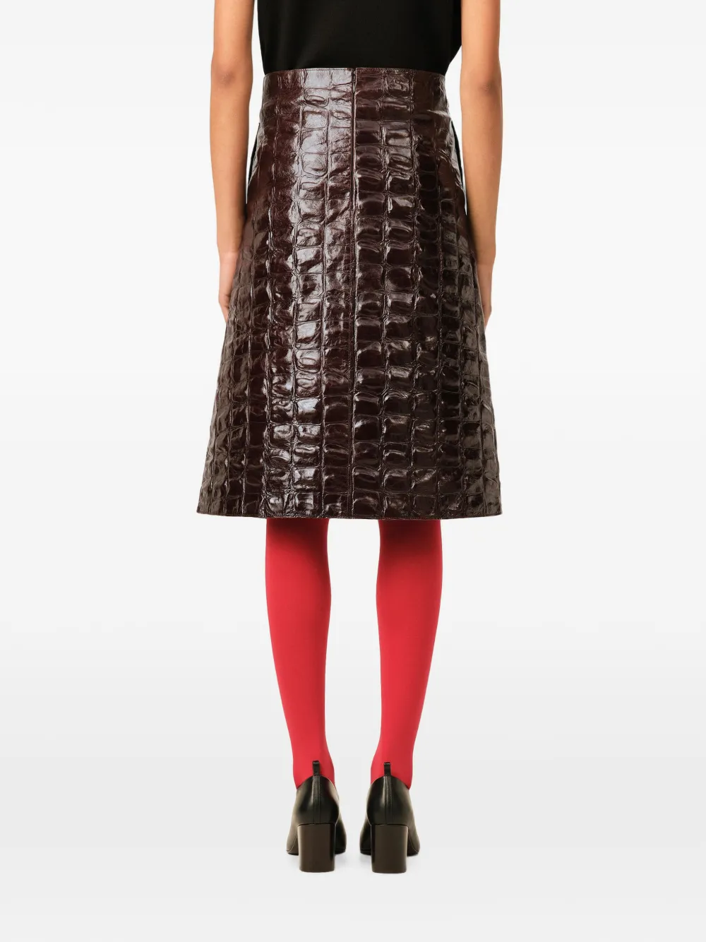 AMI Paris Leren midi-rok Rood