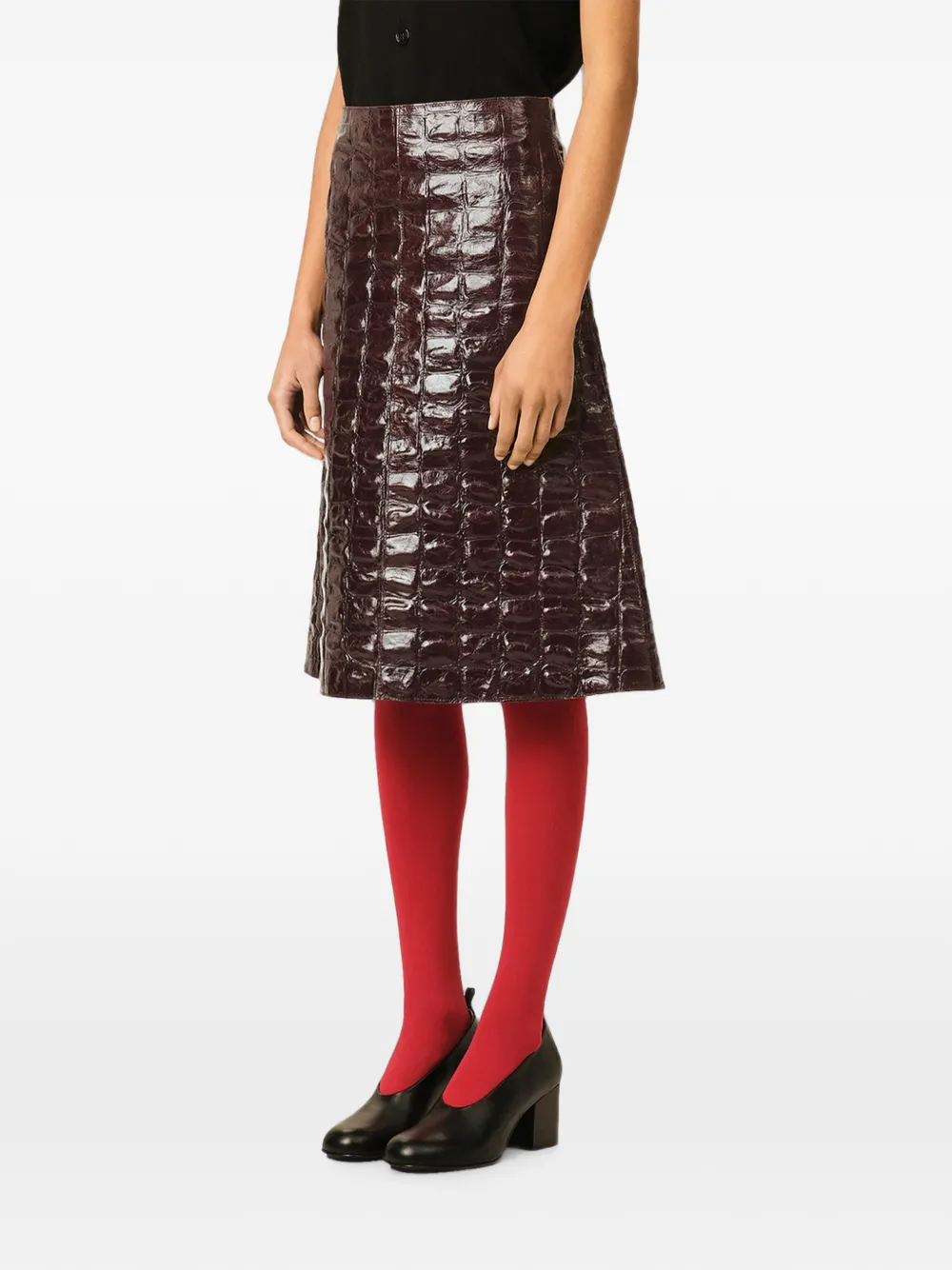 AMI Paris Leren midi-rok Rood