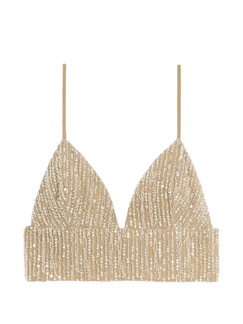 AMI Paris top corto bordado con lentejuelas