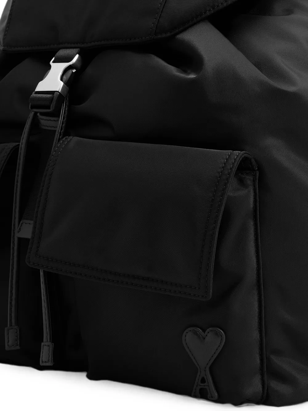 AMI Paris Marcel nylon rugzak met klep Zwart