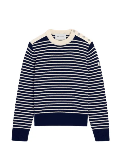 AMI Paris Maglione girocollo in lana a righe marinière