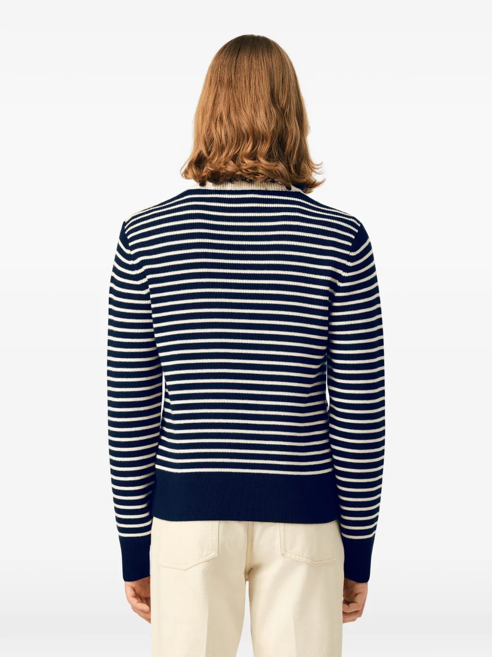 AMI Paris Gestreepte wollen trui met ronde hals Blauw