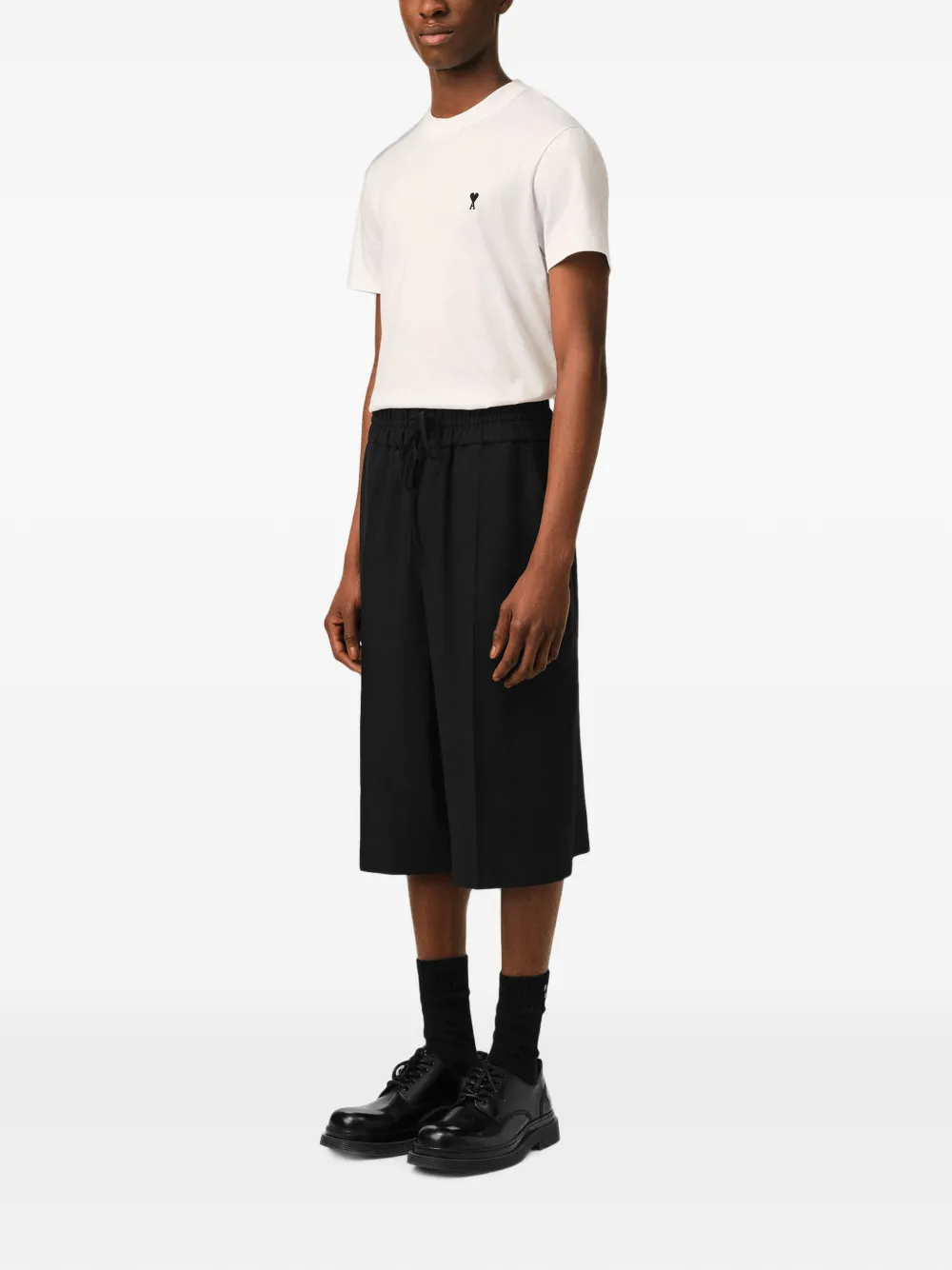 AMI Paris Elastische wollen bermuda shorts Zwart