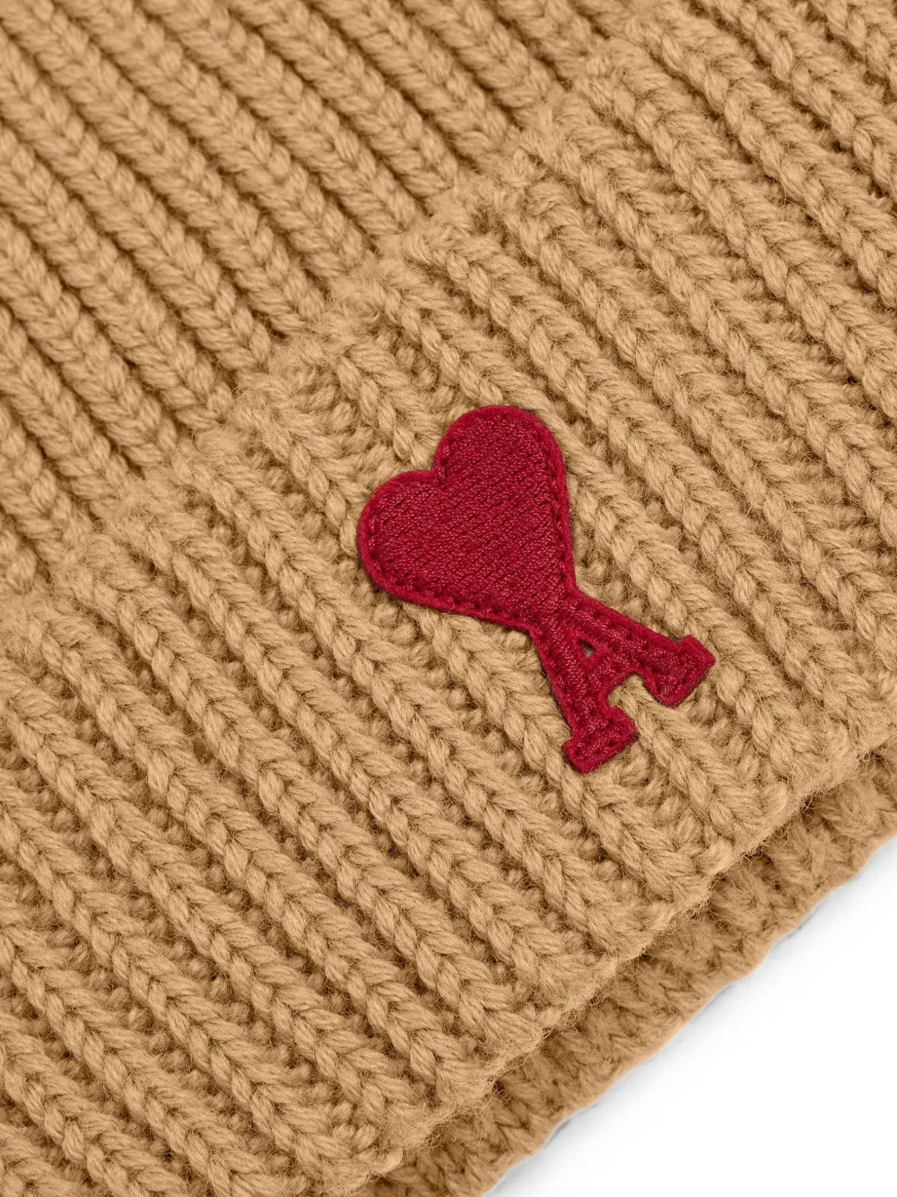 AMI Paris Wollen muts met Ami de Coeur Beige