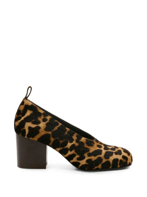 Ami Paris Leopard Printed Cowhide Leather Pumps in Neutrals