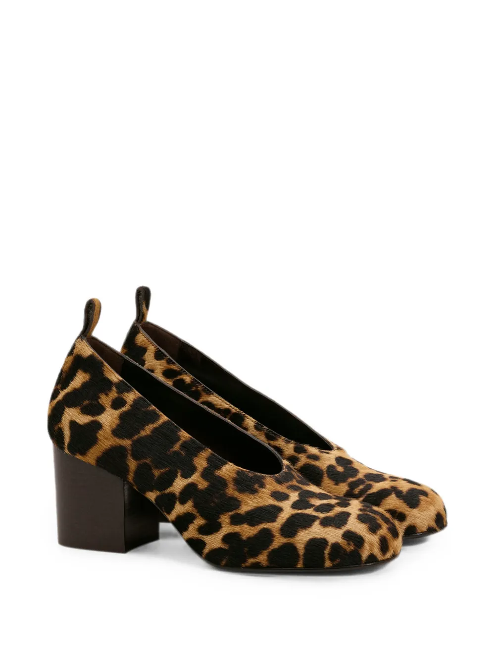 AMI Paris Leren pumps met luipaard-print Beige
