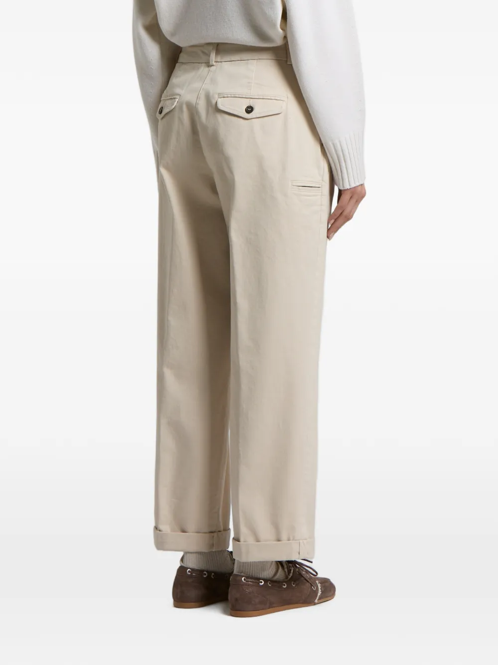 Peserico Geplooide broek met omgeslagen pijpen Beige