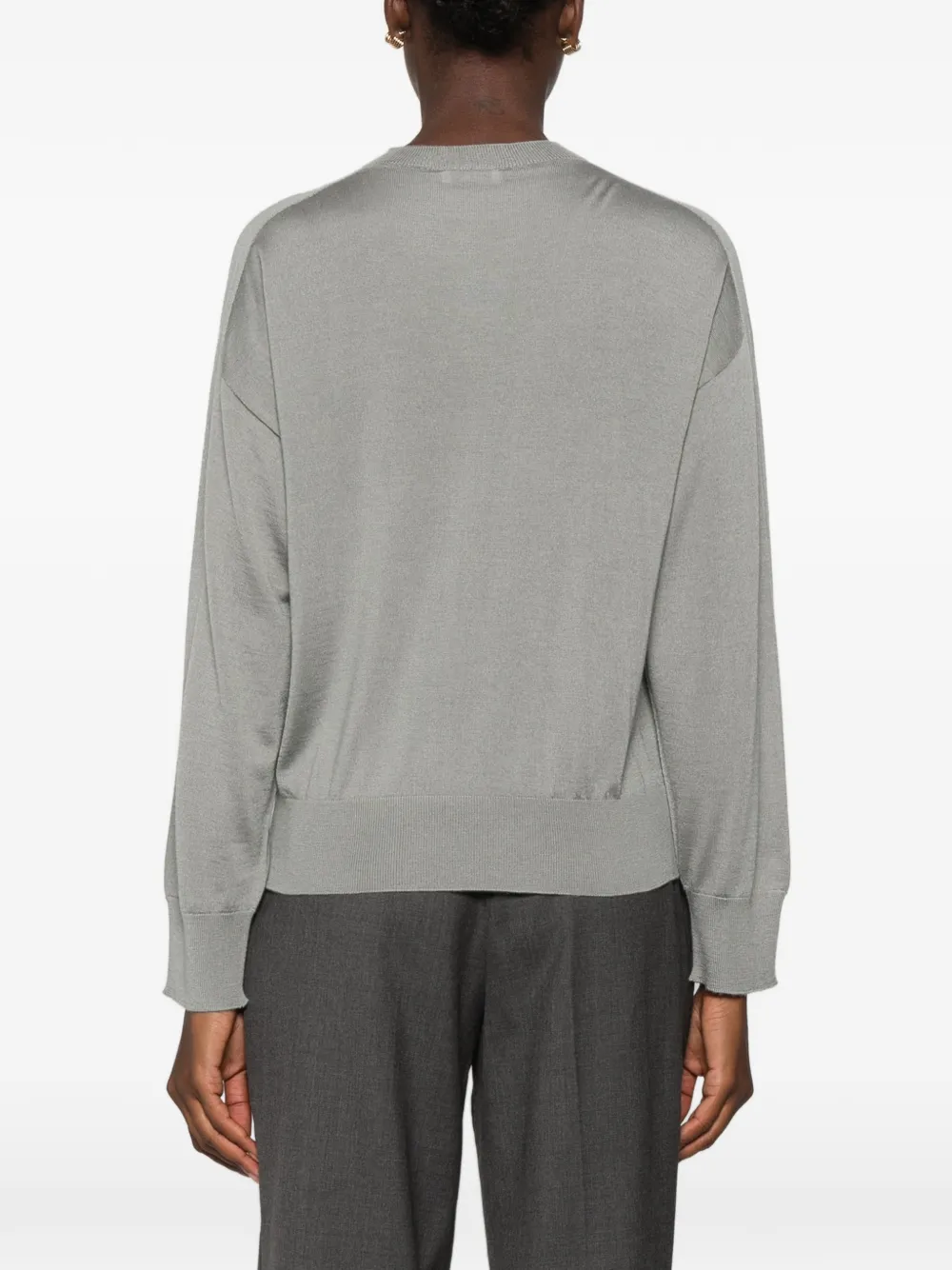 Peserico embellished-trim long-sleeve T-shirt Grijs
