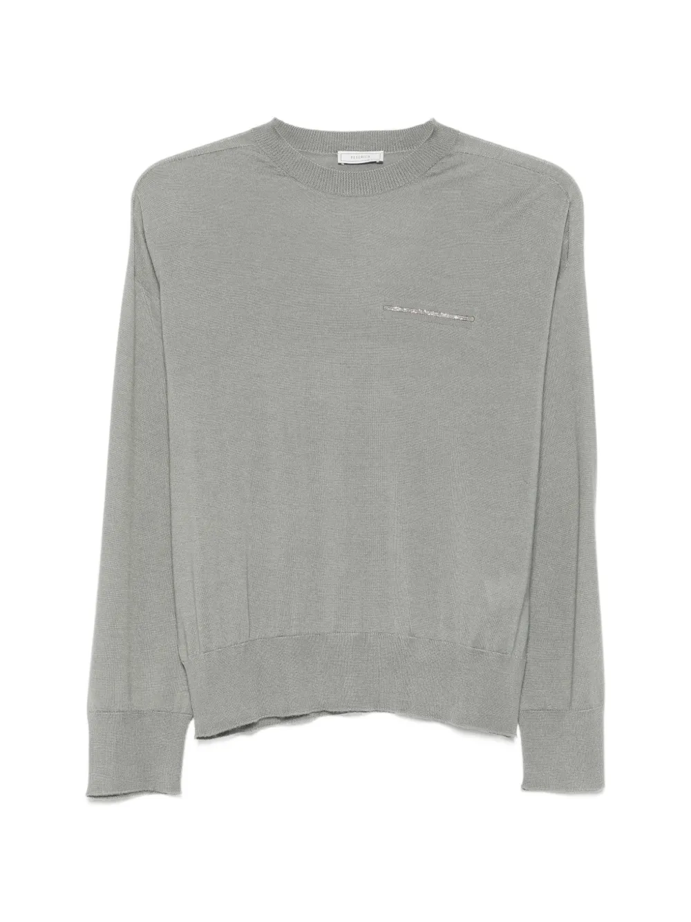 Peserico embellished-trim long-sleeve T-shirt Grijs