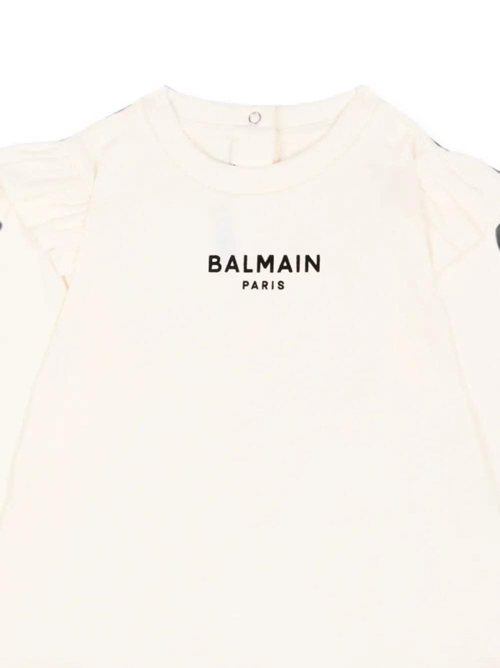 Balmain Kids Blouse met ruches en logoprint Wit
