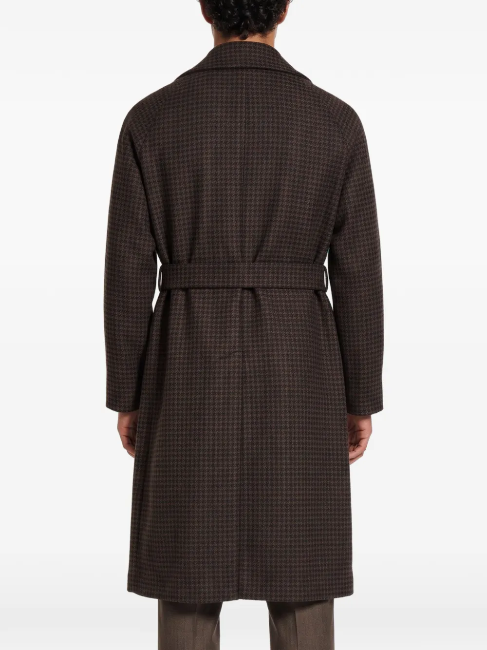 Tagliatore Hendricks houndstooth-pattern belted coat Bruin