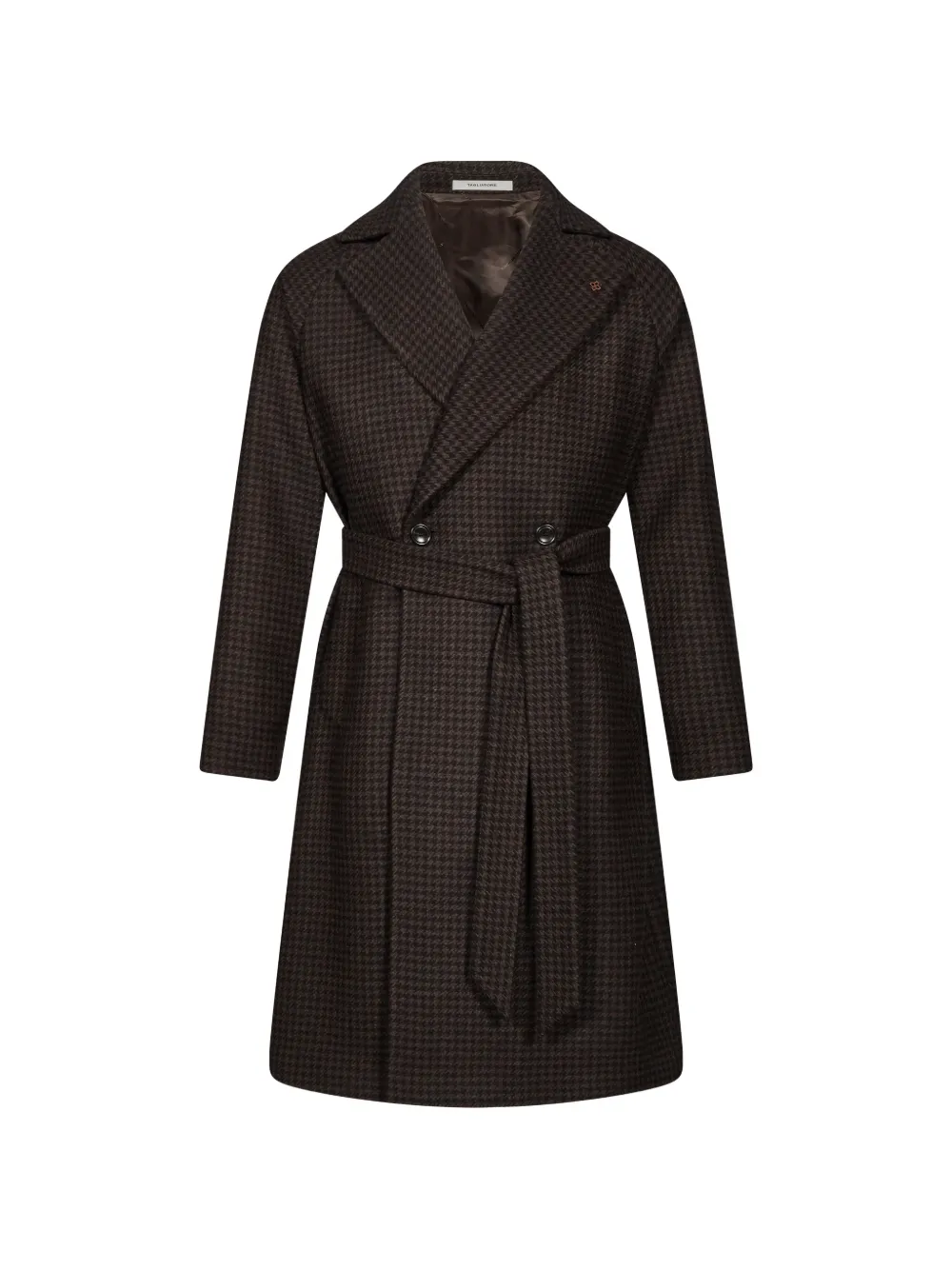 Tagliatore houndstooth-pattern belted coat - Brown