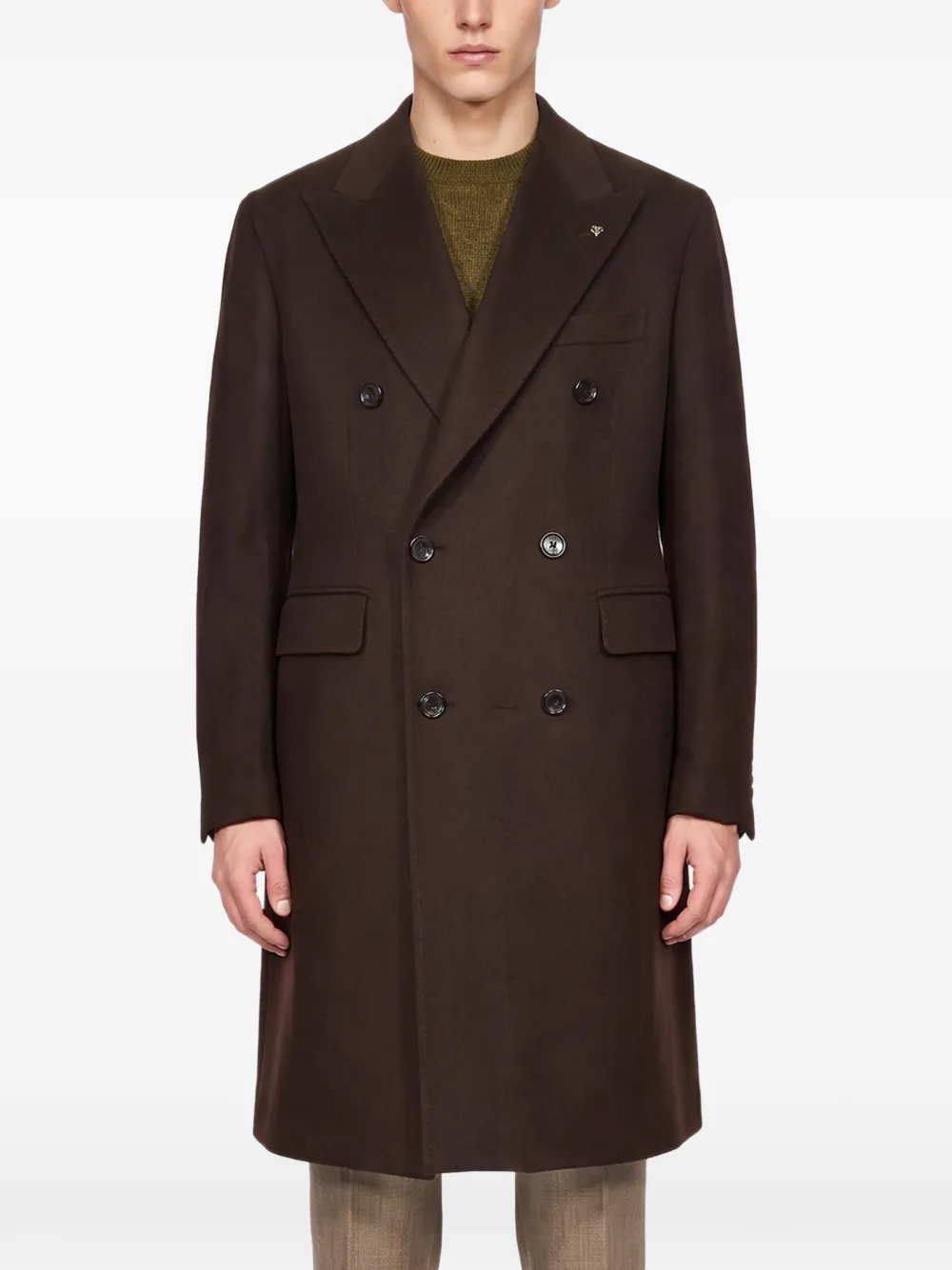 Tagliatore double-breasted peak-lapel coat Bruin