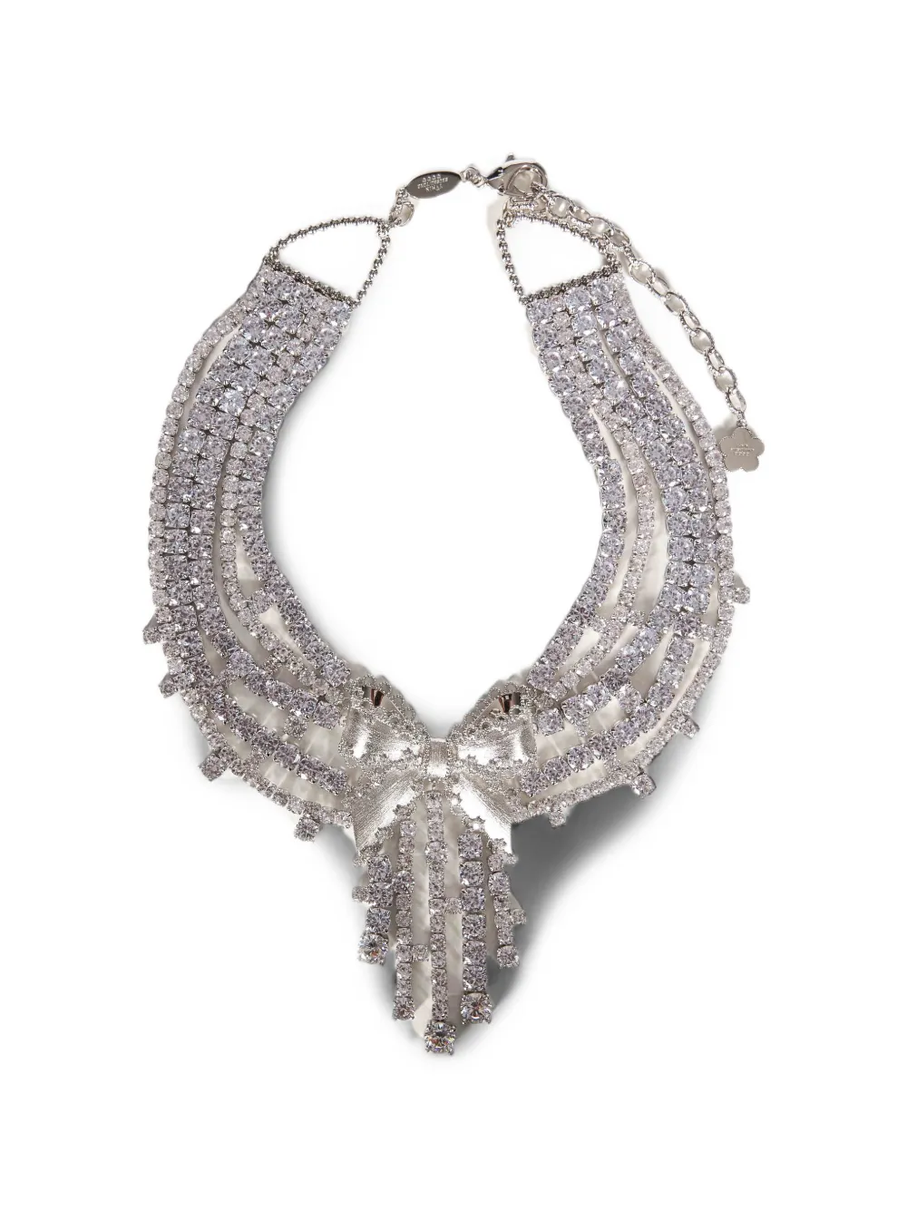 SHUSHU/TONG crystal-embellished bow necklace - Silber