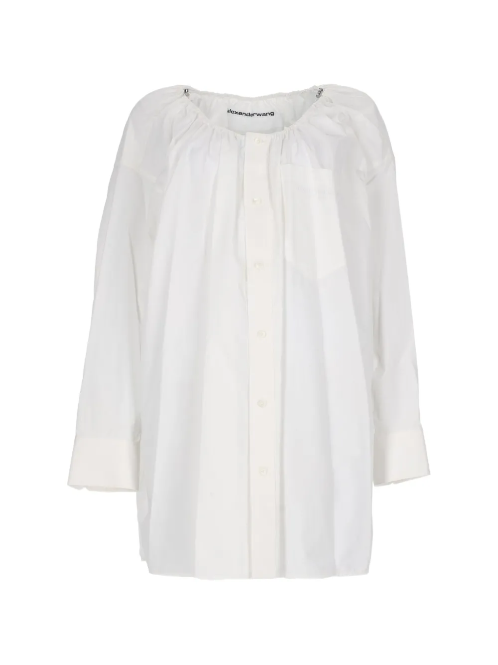 Alexander Wang ruched-neck mini shirt dress - White