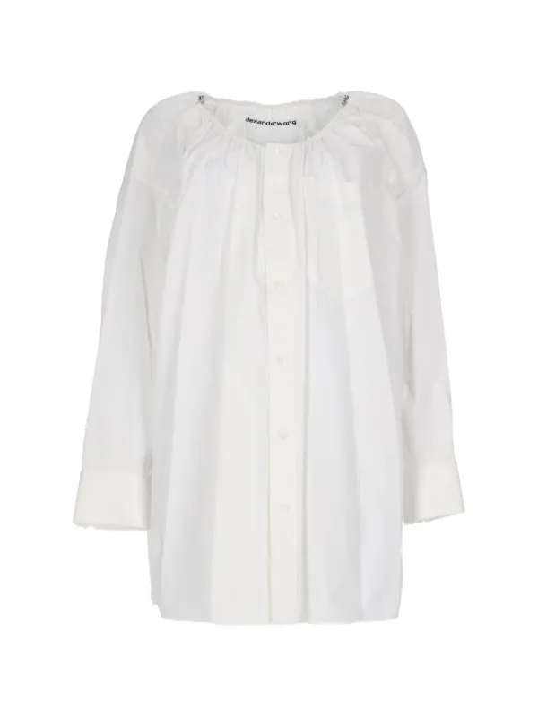 Alexander Wang Bungee Scoop Neck Mini Shirt Dress in White