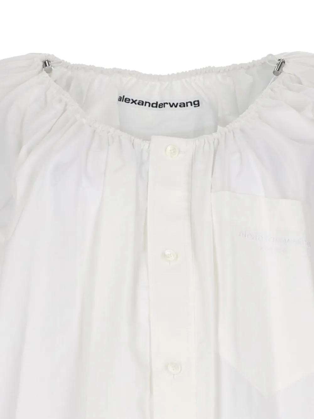 Alexander Wang Bungee Scoop Neck Mini Shirt Dress in White, view 2